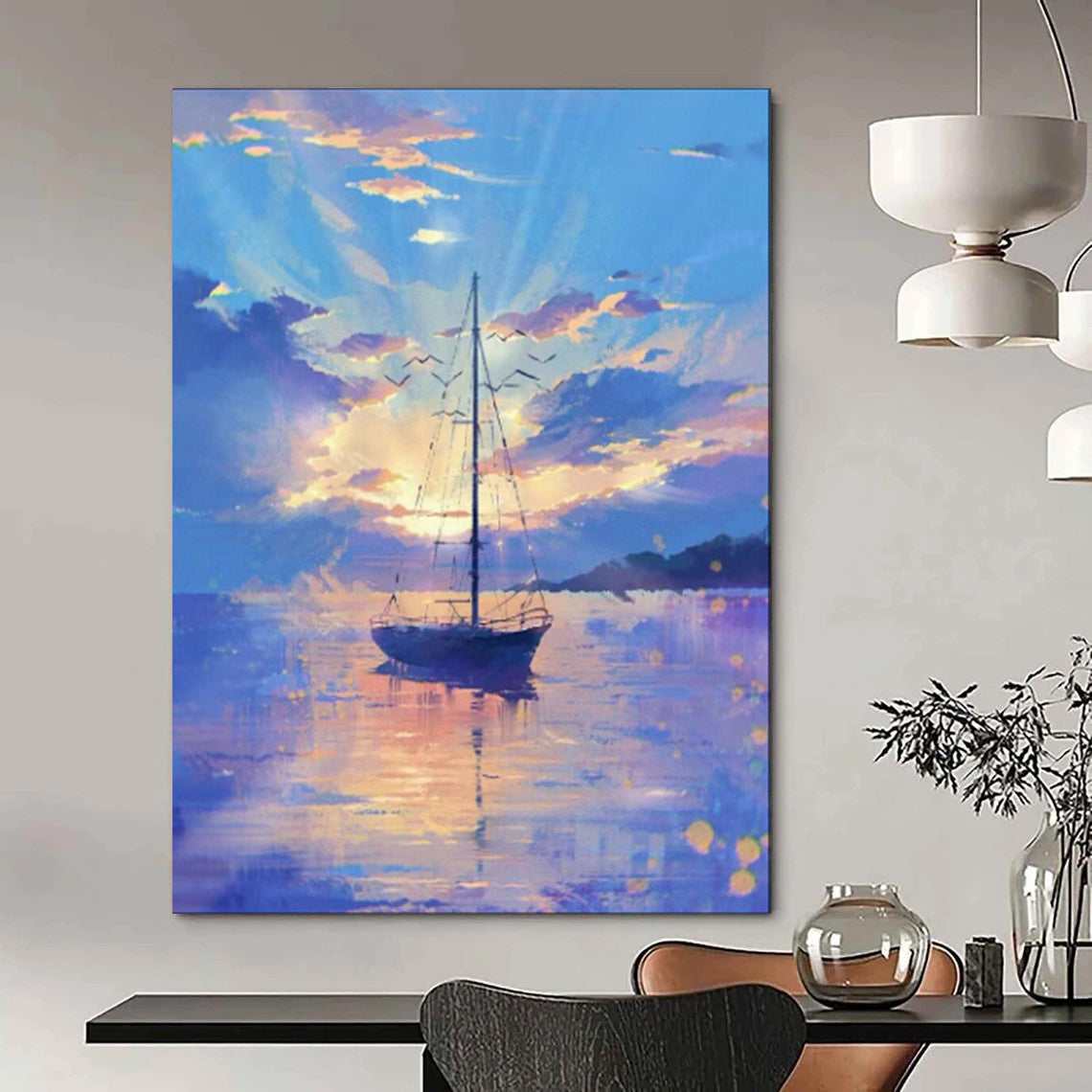 evening coastal abstract painting design 5